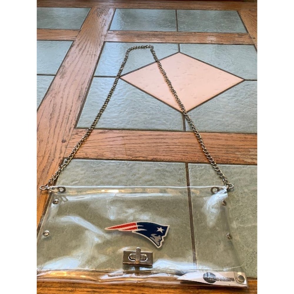 New England Patriots Clear Purse Clutch Bag with Chain